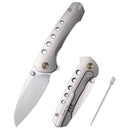 Remette BEE RT-BEE-T 2.8" M390 Spear Point Folding Knife Orange Peel Titanium Handle Frame Lock