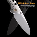Remette BEE RT-BEE-T 2.8" M390 Spear Point Folding Knife Orange Peel Titanium Handle Frame Lock