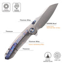 Remette Kestrel RTPO-D – 2.83" S35VN Reverse Tanto, Titanium Gray & Timascus