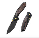 Remette Kingfisher RTKF5 - 3.46" M390 Folding Knife Titanium Copper Carbon Fiber Handle Frame Lock