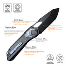 Remette RT-Peregrine Falcon 3.15in Reverse Tanto DLC M390 Blade Black Titanium Handles RTT1-DT