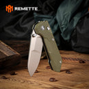 REMETTE RT-Cosmic RTCO-GM – 2.76" 14C28N Drop Point Button + Liner Lock Knife G10 Handle