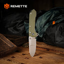 REMETTE RT-Cosmic RTCO-GM – 2.76" 14C28N Drop Point Button + Liner Lock Knife G10 Handle