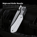 REMETTE RT-Meteor RTPT-BDL – 2.99" M390 Drop Point Button + Liner Lock Knife Titanium & Carbon Fiber