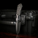 REMETTE RT-Meteor RTPT-ELD – 2.99" M390 Drop Point Button + Liner Lock Knife Titanium & Carbon Fiber