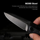 REMETTE RT-Meteor RTPT-ELD – 2.99" M390 Drop Point Button + Liner Lock Knife Titanium & Carbon Fiber