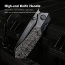 REMETTE RT-Meteor RTPT-ELD – 2.99" M390 Drop Point Button + Liner Lock Knife Titanium & Carbon Fiber