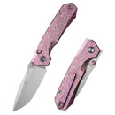 REMETTE Rhino RNTB1 – 3.07" M390 Drop Point Button + Liner Lock Knife Crystallized Titanium
