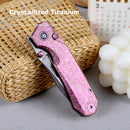 REMETTE Rhino RNTB1 – 3.07" M390 Drop Point Button + Liner Lock Knife Crystallized Titanium