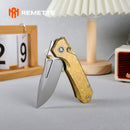 REMETTE Rhino RNTB2 – 3.07" M390 Drop Point Button + Liner Lock Knife Crystallized Titanium