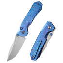 REMETTE Rhino RNTB3 – 3.07" M390 Drop Point Button + Liner Lock Knife Crystallized Titanium