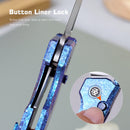 REMETTE Rhino RNTB3 – 3.07" M390 Drop Point Button + Liner Lock Knife Crystallized Titanium