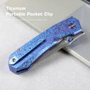 REMETTE Rhino RNTB3 – 3.07" M390 Drop Point Button + Liner Lock Knife Crystallized Titanium