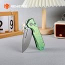 REMETTE Rhino RNTB4 – 3.07" M390 Drop Point Button + Liner Lock Knife Crystallized Titanium