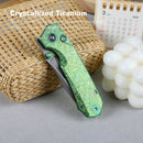 REMETTE Rhino RNTB4 – 3.07" M390 Drop Point Button + Liner Lock Knife Crystallized Titanium
