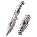 REMETTE RT-Scepter SCPT-A – 3.46" M390 Clip Point Button Frame Lock Knife with Timascus Handle