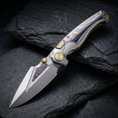 REMETTE RT-Scepter SCPT-A – 3.46" M390 Clip Point Button Frame Lock Knife with Timascus Handle