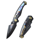 REMETTE RT-Scepter SCPT-B – 3.46" M390 Clip Point Button Frame Lock Knife with Timascus Handle