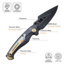 REMETTE RT-Scepter SCPT-B – 3.46" M390 Clip Point Button Frame Lock Knife with Timascus Handle
