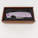 RobJohnsons Cedar Frame Lock Knife – RWL34 Satin Hardmilled Titanium Purple Hardware