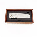 RobJohnsons Cypress V3 Frame Lock Knife – RWL34 Satin Hardmilled Diamond & Honeycomb Titanium Handles