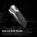Remette RT-Meteor RTPT-E open position showing M390 drop point blade