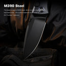 Remette RT-Steed RTWS-BL blade detail – black DLC M390 drop point