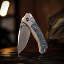 Remette RT-Steed RTWS-TB open position showing M390 drop point blade