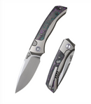 Remette RT-Steed RTWS-TCBB front view – 3.07" pearlescent M390 drop point titanium folding knife with camo carbon fiber inlay