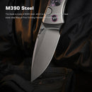 Remette RT-Steed RTWS-TP blade detail – pearlescent M390 drop point