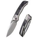 Remette RT-Steed RTWS-TP front view – 3.07″ pearlescent M390 drop point folding knife