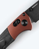Benchmade Mini Crooked River 15085BK‑04 – CPM‑MagnaCut Clip‑Point EDC Folder, Black Canvas Micarta & Burnt Copper Bolsters, DLC Battle‑Wash