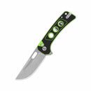 QSP Knife Unicorn 3.25" Sandvik 14C28N Black, Green  Neon G10 QS156C1