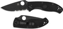 Spyderco Tenacious Lightweight Folding Knife – 3.39" Black Combo Edge Blade, Black FRN Handle, LinerLock – Model C122PSBBK