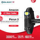 Olight Perun 3 Headlamp – Orange | 3,000 Lm Rechargeable Right‑Angle Headlamp with Dual White & Red Light Modes