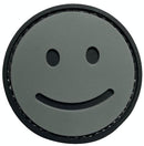 Smiley Face Morale Patch SMILE-2DGR front view – 1.77″ round grey smiley 3D PVC patch