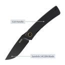 2.95" 14C28N Drop Point Liner Lock Knife – SRM Air Black Stonewash G10 EDC (105M-GB)