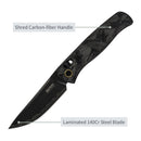 SRM Medal 255L-FB2 Folding Knife – 3.2" Laminated 140Cr Drop Point, Shred Carbon Fiber, Ambi Lock