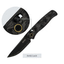 SRM Medal 255L-FB2 Folding Knife – 3.2" Laminated 140Cr Drop Point, Shred Carbon Fiber, Ambi Lock
