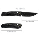 SRM Medal 255L-FB2 Folding Knife – 3.2" Laminated 140Cr Drop Point, Shred Carbon Fiber, Ambi Lock