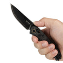 SRM Medal 255L-FB2 Folding Knife – 3.2" Laminated 140Cr Drop Point, Shred Carbon Fiber, Ambi Lock