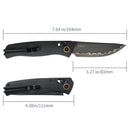 SRM Medal 255L-MB2 Folding Knife – 3.2" Laminated 140Cr Drop Point, Micarta Handle, Ambi Lock