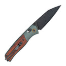 SRM Medal 259L-AG Folding Knife – 3.18" 14C28N Reverse Tanto, Green Aluminum & Rosewood, Ambi Lock