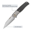 SRM Medal 259L-AK Folding Knife – 3.18" 14C28N Reverse Tanto, Gray Aluminum Handle, Ambi Lock