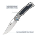 SRM Retriever 9203-AK Folding Knife – 3.54" Laminated 140Cr Clip Point, Aluminum & G10 Handle, Crossbar Lock