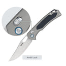 SRM Retriever 9203-AK Folding Knife – 3.54" Laminated 140Cr Clip Point, Aluminum & G10 Handle, Crossbar Lock