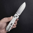 SRM Rubik 7228B-GT Folding Knife – 3.43" 14C28N Drop Point Blade, White G10 Handle