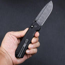 SRM Rubik 7228L-GB Folding Knife – 3.43" 10Cr15CoMoV Drop Point Blade, Black G10 Crossbar Lock