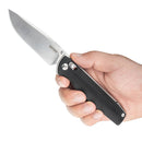 SRM Terrier 258L-GB Folding Knife – 3.65" D2 Drop Point, Brushed Blade, G10 Handle, Crossbar Lock