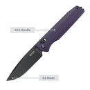 SRM Terrier 258L-GN Folding Knife – 3.65" D2 Drop Point, Matte Black Blade, Green G10 Handle, Crossbar Lock